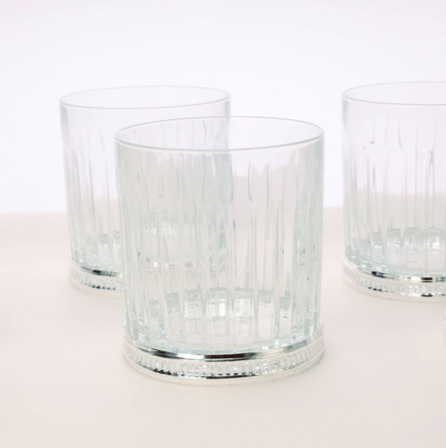 WG0007-Round Whisky Glasses With Silver Detail Main Image